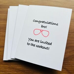 Funny Cookout Invitation Cards. Pack of 4.